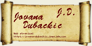 Jovana Dubačkić vizit kartica